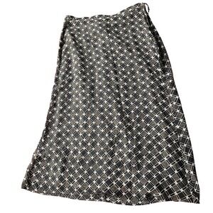 Vintage Sarah B Studio Silk Black Cream Silk Geometric Maxi Skirt Large  Classic